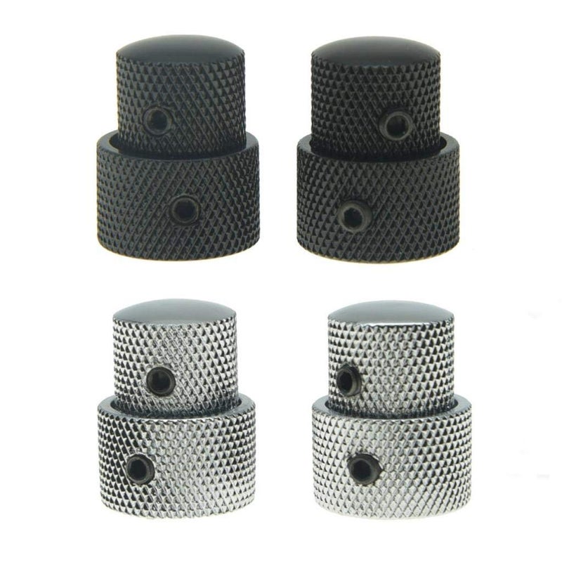 KAISH Pack of 2 Metal Dual Concentric Stacked Control Knobs Guitar Parts for Electric Guitar Bass Chrome - Image 5